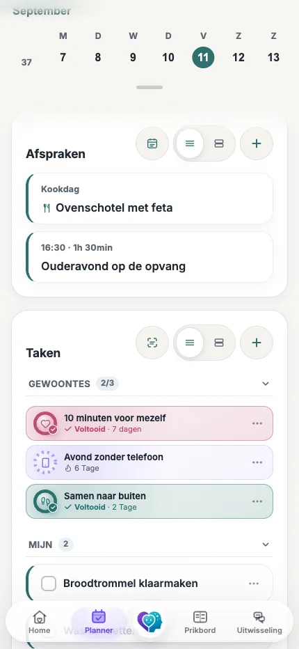 FairCare-planner met taken en afspraken